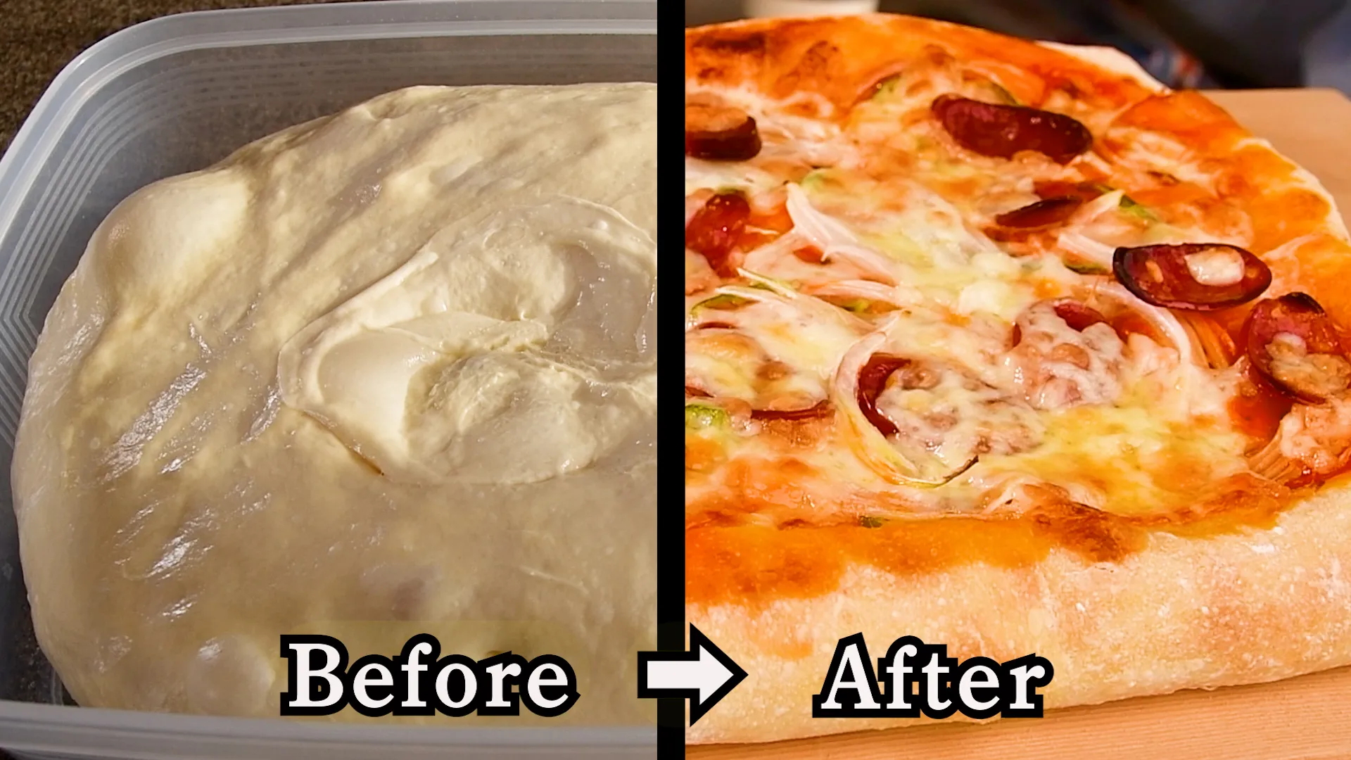 過発酵した失敗パン生地と救済リメイクで作ったピザの比較